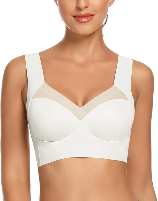 Womens Seamless Wirefree Bras Comfortable Wireless Bras No Underwire Padded Push Up Soft Back Smoothing Bra