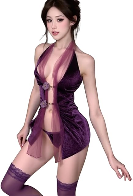 Women's cosplay role-playing underwear hanging neck hollow qipao dress cheongsam underwear