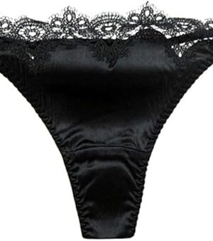 Womens Silk Satin Thong Panties Lace G String Thong T Back Shiny Satin Underwear