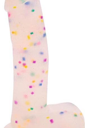 Get Lucky Harness Compatible 8.5 Inch Silicone Dildo Sex Toy, Suction Cup Base for Hands-Free Play, Lifelike Texture for G-Spot Clitoral Anal Stimulation, Great for Men Women and Couples, Confetti