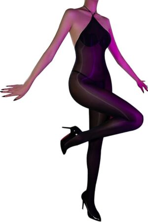 Body Stockings for Women Oil Shiny Bodystocking 5D Neck Sling Bodysuit Catsuit Nylon Shiny Pantyhose