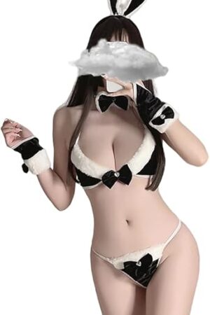 Japanese Lolita Underwear Sexy Bunny Cosplay Lingerie Costume Set Micro Bikini Furry Bra and Panty Kawaii Anime