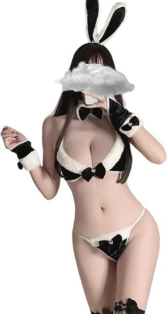 Japanese Lolita Underwear Sexy Bunny Cosplay Lingerie Costume Set Micro Bikini Furry Bra and Panty Kawaii Anime