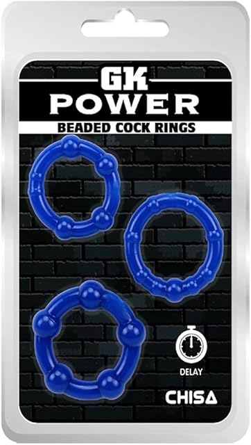 Generic MarcoPolo Power Beaded Cock Rings in 3 Sizes - Smooth Stretchy - Great Fit - Enhanced Stamina - Male Enhancement Sex Toy for Men & Couples - 100% Phthalate Free - Blue