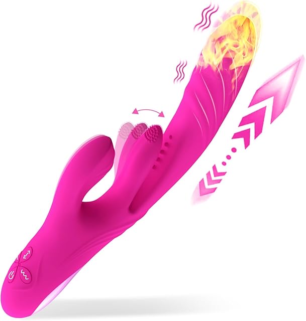 Vibrator Thrusting Dildo Sex Toys for Women, G Spot Rabbit Female Flapping Vibrators with 7 Vibrating10 Flapping 3 Thrusting Modes, Female Adult Sex Toy for Women and Couple Adult Sex Toys & Games