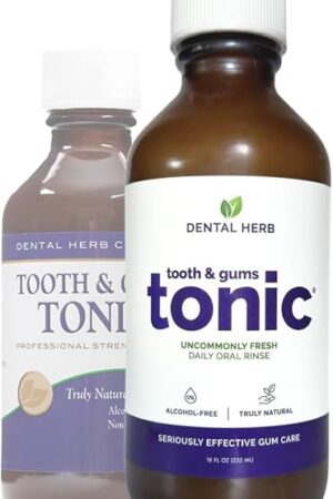 Dental Herb Company Tooth & Gums Tonic Oral Rinse ? *Fresh New Look ? Same Trusted Formula* Natural Mouthwash with Essential Oils & Herbs for Gum Health, Bad Breath & Irritation 18 oz