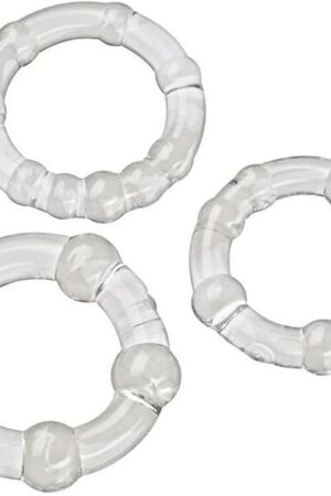 Cloud 9 Beaded C-Ring Penis Bands 3 Sizes Pack Clear