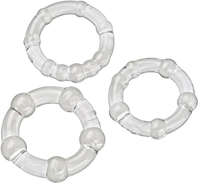 Cloud 9 Beaded C-Ring Penis Bands 3 Sizes Pack Clear