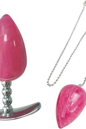 2 PCS Anal Plug Set Stainless Steel Fetish Bondage Sex Toys Chain Anal Expander with Flared Base for Men Women Prostate Massage (Pink)