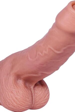 8 inch Realistic Foreskin Dildo, Big Silicone Uncut Dildo with Balls and Veins, with Suction Cup,Cute Dildos for Beginners, Prostate G-spot Stimulator, Vaginal Small Anal Dildos