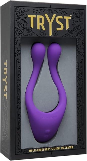 Doc Johnson TRYST - Multi Erogenous Zone Silicone Vibrator and C-Ring - Focused Stimulation For Both Partners - Synergistic Vibrations - Purple