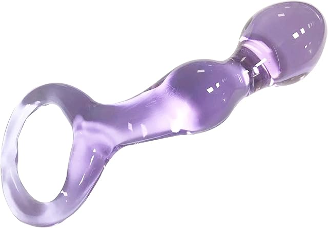 Glass Dildo Anal Beads, Crystal Anal Beads Pleasure Wand Butt Plug G-spot P-spot Massager Pleasure Wand Penis Anal Sex Toys for Men Women, Light Purple