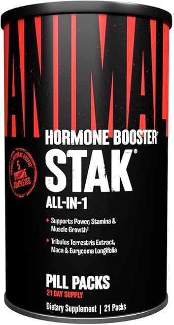 Animal Stak ? Complete Natural Hormone Booster Supplement with Tribulus ? Natural Testosterone Booster for Athletes ? Contains Estrogen Blockers ? 1 Month Cycle