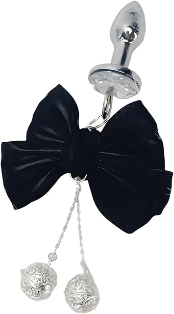 Female Bow Metal Anal Plug with Hollow Bell Couple Pleasure Bullet Butt Plug Sex Toy