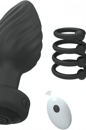 Vibrator Anal Plug Sex Toys - 5X Pleasure Anal Training Sets, 10 Frequency Vibration Butt Plug & 4PCS Different Sizes Penis Cock Rings, Adult Toys for Gay, Male, Couples