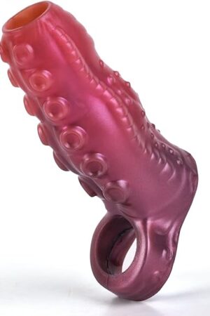 Hentai Tentacle Style Fetish Adult Toy Penis Sleeve,Orgasm Enhancer,Fantasy Creature Sheath with Ribbed Interior,Stretchy Ball Loop closefit Design Silicone Sex Toy,Male Genital Extender