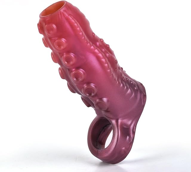 Hentai Tentacle Style Fetish Adult Toy Penis Sleeve,Orgasm Enhancer,Fantasy Creature Sheath with Ribbed Interior,Stretchy Ball Loop closefit Design Silicone Sex Toy,Male Genital Extender