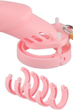 Cock Chastity Cage, Male Chastity Device with 5 Sizes Rings and One Lock for Man Penis Exercise Bondage Gear & Accessories Lightweight Adult Sex Toys