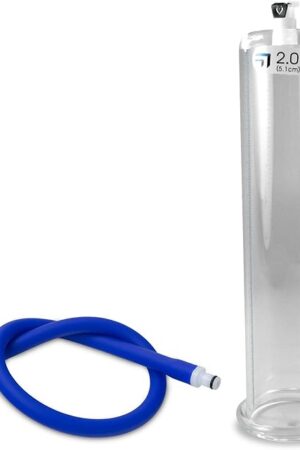LeLuv 2.00" x 9" Penis Pump Vacuum Cylinder Adult Toy with 18" Royal Blue Silicone Non-Collapsable Hose and Male/Female Air-Tight Locking Fittings
