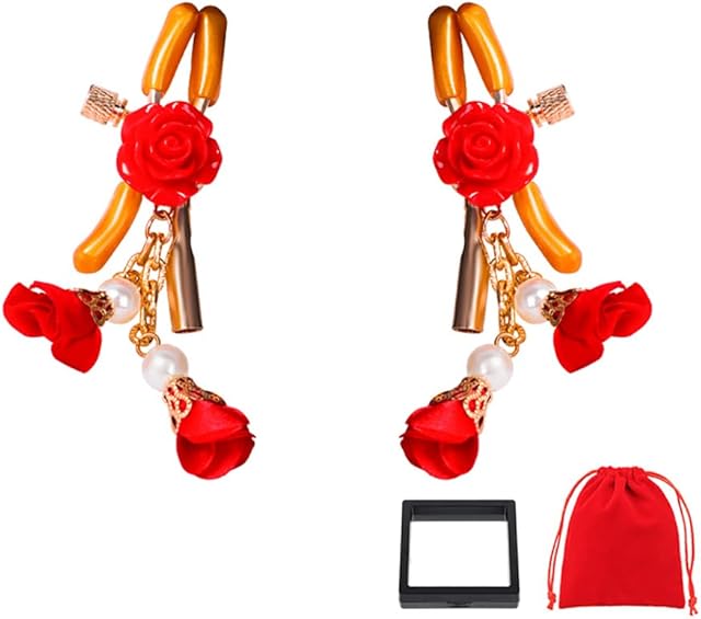 Bells Nipple Clamps Breast Chest Clamps Nipple Rings Noose Non Piercing Bra Body Chain for Sexual Pleasure Red Rose