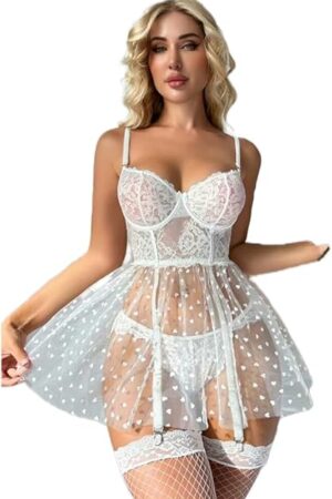 Women Sexy Lace Robe for Women Lingerie Set See Through Swimsuit Cover Up Dress