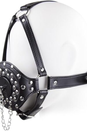 Y-Shape Head Harness with Plug Bondage Leather Mask Gag Muzzled Restraint Mouth Stopper BDSM Fetish Erotic Sex Toys