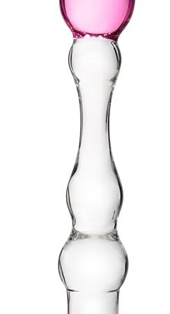 Glass Anal Plug Rose G-spot Dildo Butt Plug with Gradual Beaded Ridges Prostate Massager Sex Toy for Men Women Masturbation