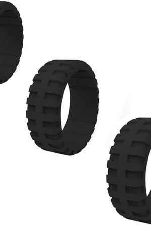 Extra Thick Camouflage Cock Ring Set with Elastic Tire Design Silicone Bondage Penis Ring Male Erection Enhancement Sex Toy(Black)