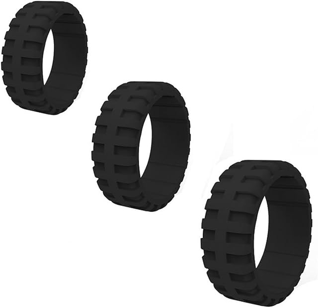 Extra Thick Camouflage Cock Ring Set with Elastic Tire Design Silicone Bondage Penis Ring Male Erection Enhancement Sex Toy(Black)
