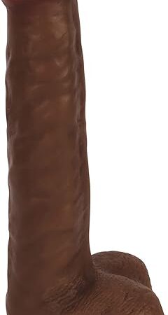 8 Inch Slim Dildo with Balls - Dark