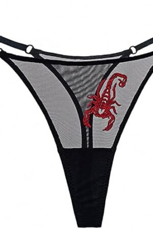 Lace Mesh Scorpion Women Briefs Sexy Thong Transparent Panties Underwear T Back String Seamless Lingerie