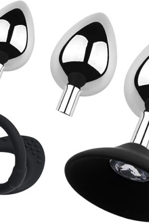 Anal Trainer Set Butt Plug 3 Pcs Metal Anal Plugs with 2 Replaceable Base Different Sizes Anal Sex Toy Suitable for Beginners for Anal Training
