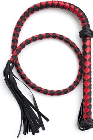 Fetish Whips 48" Leather Horse Crop, Red and Black Riding Crop Whip, Faux Leather Crop Whips, Leather Horse Crop Whip for Couples