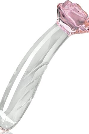 708 Inch Glass Anal Butt Plug Dildo G-Spot Masturbating Massage Adult Games Sex Toys, Elegant Flower-Shaped Anal Plug Thick Glass Masturbators for Beginners and Advanced Players