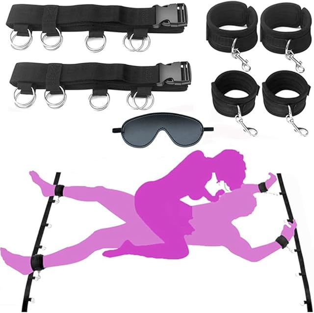 Bed Restraint for Queen Size Bed Sex Resistant Tie Legs and Arms for Adult Hand Leg Cuffs Ankle Wrist Restraints Bondaged Restraints Kit for Adults Couples King Bed Play Sex Spreaders Bar Toys Sweater