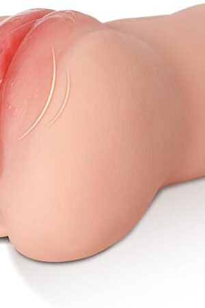 2 in 1 Pocket Pussies Male Masturbator with Plump Lips, 188lb Upgraded Realistic Vagina and Tight Anus Male Sex Toy, Portable Blowjob Sex Doll Deepthroat Suction Sex Toy for Men Masturbation (Flesh)