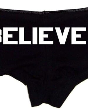 I Believe Alien Panties  Black Cotton Boyshorts for Women, Funny Space Lingerie Gift S-3X, Flirty UFO Style