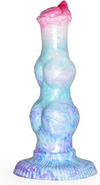 Knotted Lifelike Dragon Dildo, 10 Inch Pointed Tip G Spot Dildo Realistic Dog Suction Cup Dildo Adult Toys, Big Anal Toy Prostate, Pink Blue, 1.0 Count