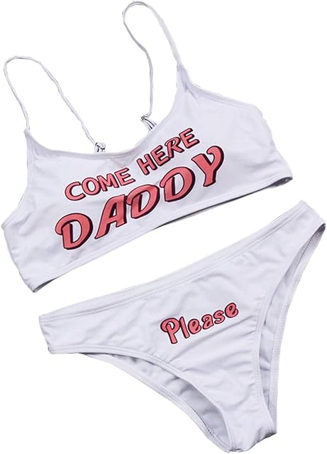 Women Anime Sexy Lingerie Sets Yes Daddy Costume Outfit Bra Top and Panty Sets 2 Piece Strappy Babydoll