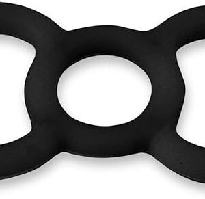 LeLuv Loop Handle Penis Tension Ring Eyro Black Silicone .7 inch Unstretched Diameter Single