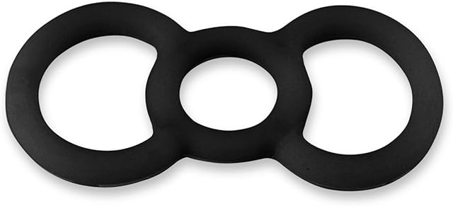 LeLuv Loop Handle Penis Tension Ring Eyro Black Silicone .7 inch Unstretched Diameter Single