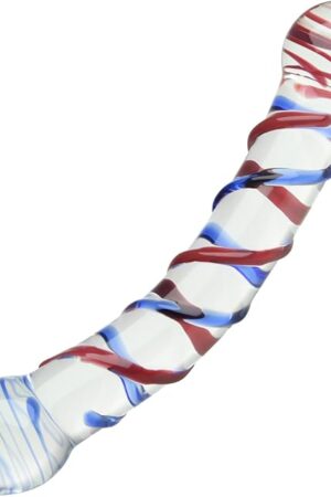 Glass Double-Ended Dildo G-Spot Stimulation Butt Plugs Anal Trainer Crystal Pleasure Wand with Raised Spiral Texture for Men Women Romi