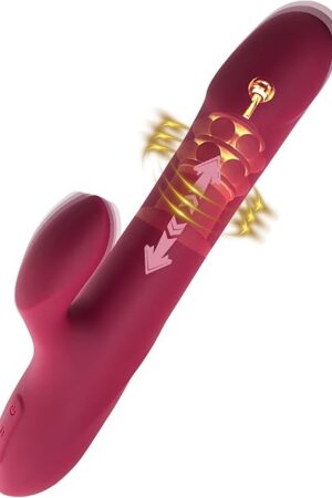 Beaded Ring Thrusting Vibrator, 10" Quadruple Action Female Pleasure Tool Clit Stimulator, Rotating G-Spot Vibrator, 5 Rotating Thrust 10 Patterns, Waterproof & Rechargeable Sex Toy for Women