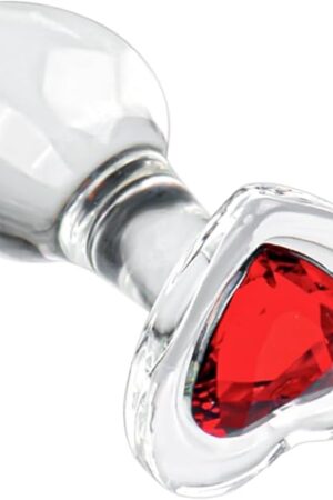 Glass Loving Heart Anal Butt Plug Crystal Anal Trainer Sex Toys with Diamond Transparent Butt Plug Anal Sex Toy for Women Men Beginners Anal Expander Training Anal Toy Anal Plug YLMXHFC (M)