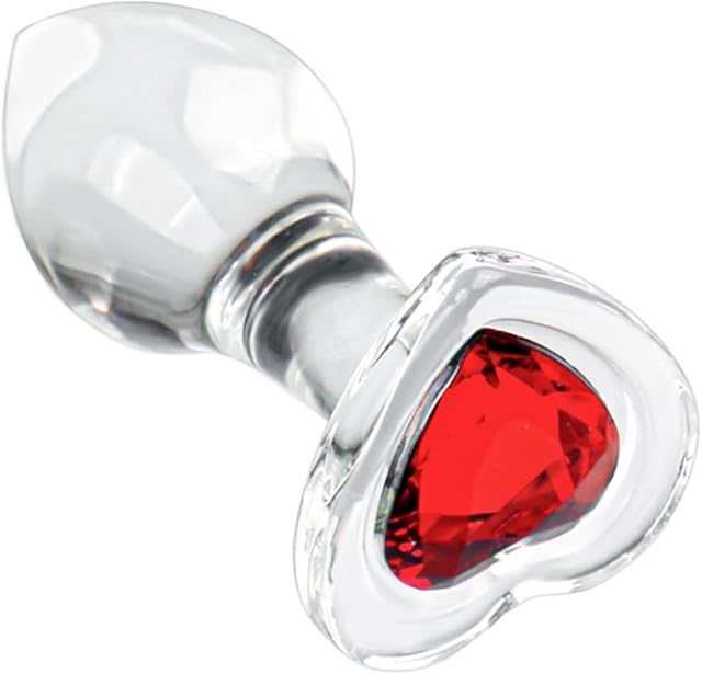 Glass Loving Heart Anal Butt Plug Crystal Anal Trainer Sex Toys with Diamond Transparent Butt Plug Anal Sex Toy for Women Men Beginners Anal Expander Training Anal Toy Anal Plug YLMXHFC (M)