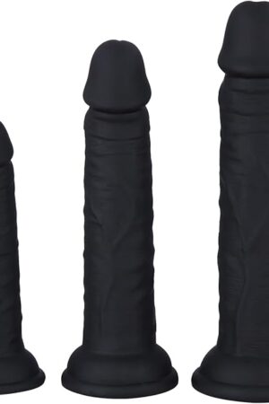 Anal Plug Training Sets3 Sizes Anal Silicone Dildo with Strong Suction Cup for Men G-Spot Sex Toys for Women Pleasure Dildo and Anal PlayProstate Massage Sex Toys for Beginners (Z-Black)