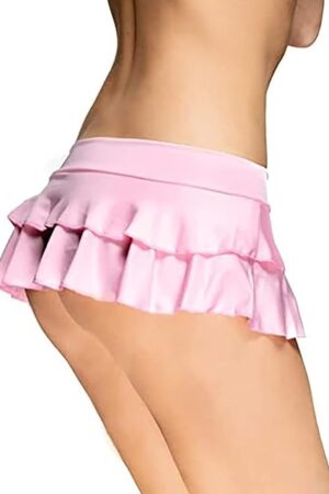 Women's Novelty Pleated Mini Skirt Sexy Schoolgirl Role Play Skirt Ruffle Lingerie Wavy Flirty Party Micro Skirt