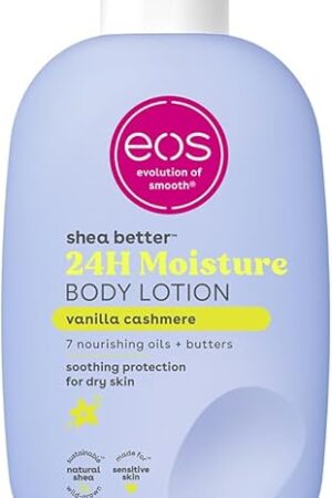 eos Shea Better Body Lotion Vanilla Cashmere, 24-Hour Moisture Skin Care, Lightweight & Non-Greasy, Natural Shea, Vegan, Vanilla Body Lotion, 16 fl oz