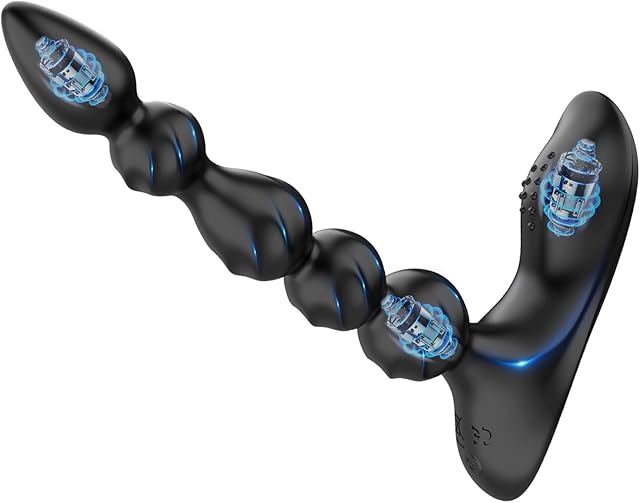 Anal Beads Vibrator Sex Toys, Remote Control Ultra-Soft Flexible Silicone Vibrating Butt Plug Prostate Massager with 10 Vibration Modes, Anal Toy Anal Sex Toys for Men Women Couples
