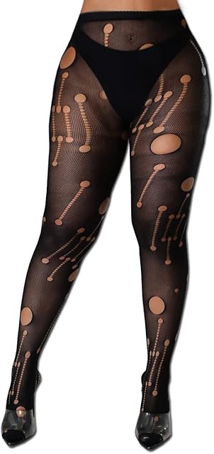 Women Sexy Tights Fishnet Stockings Patterned Leggings Thigh-High Black Socks Lace Pantyhose